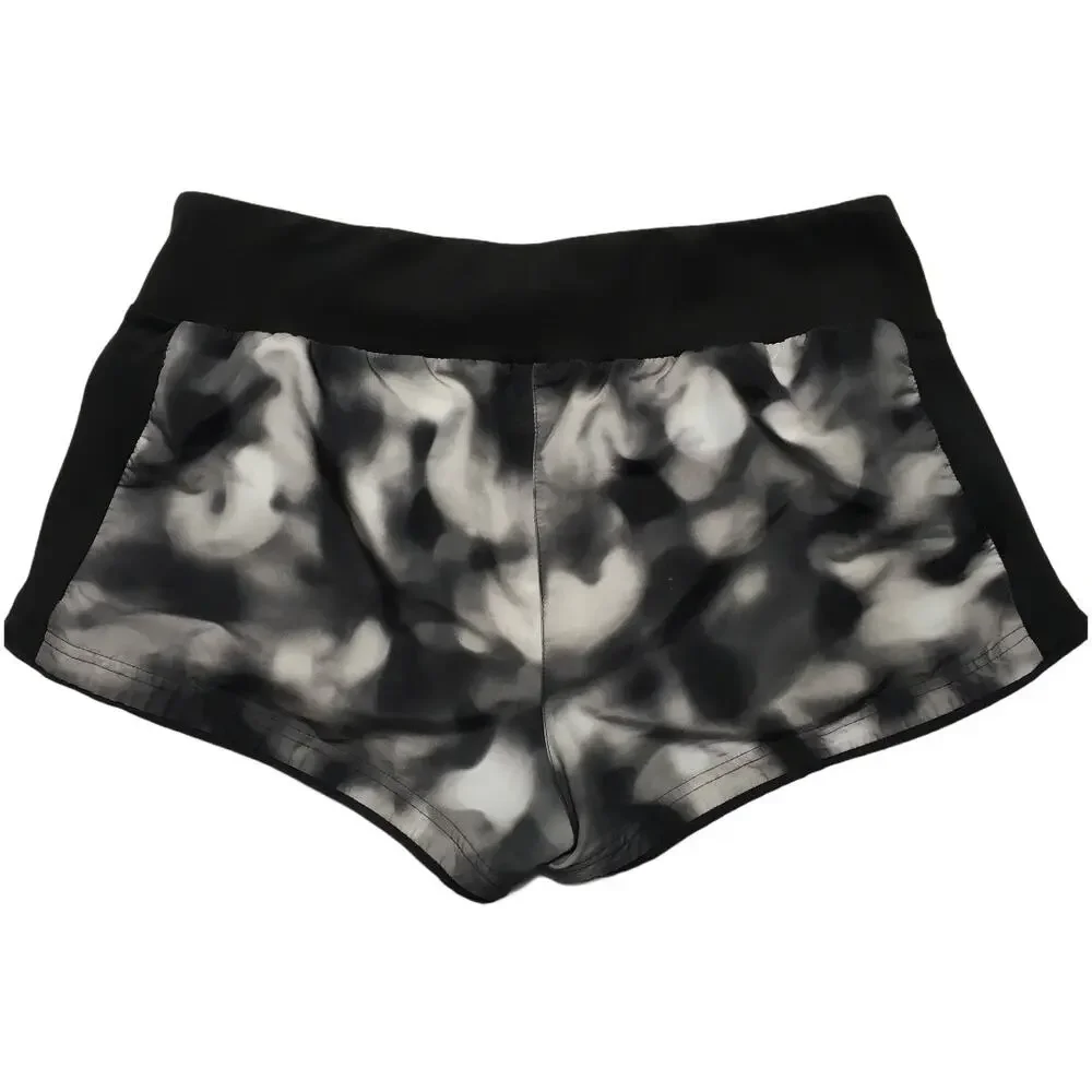 Adidas Athletic Running Shorts Black White‎ Print Mesh Lining Women's Activewear